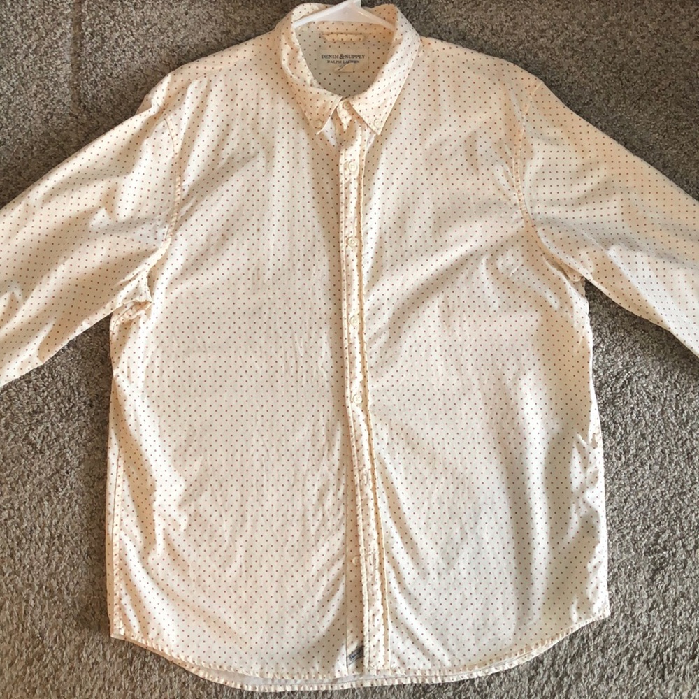Casual Cream/Red Button-Down Shirt